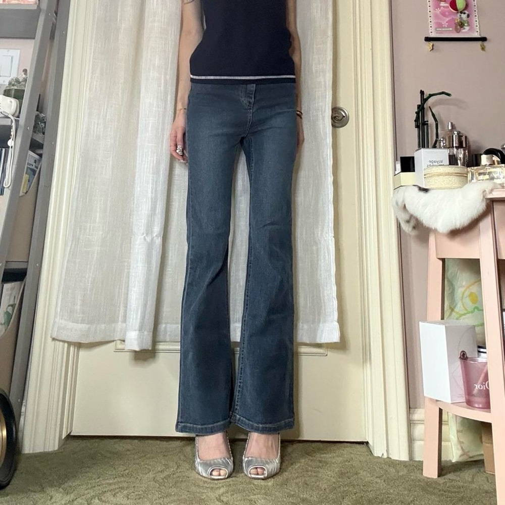 NWT Small Blackup Korea High Waisted Dark Wash Flare Jeans
